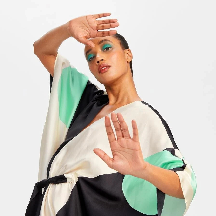 Soft Satin Silk Kaftan, Causal Beach Wear Kaftan, Resort Wear Kaftan Dress J5631