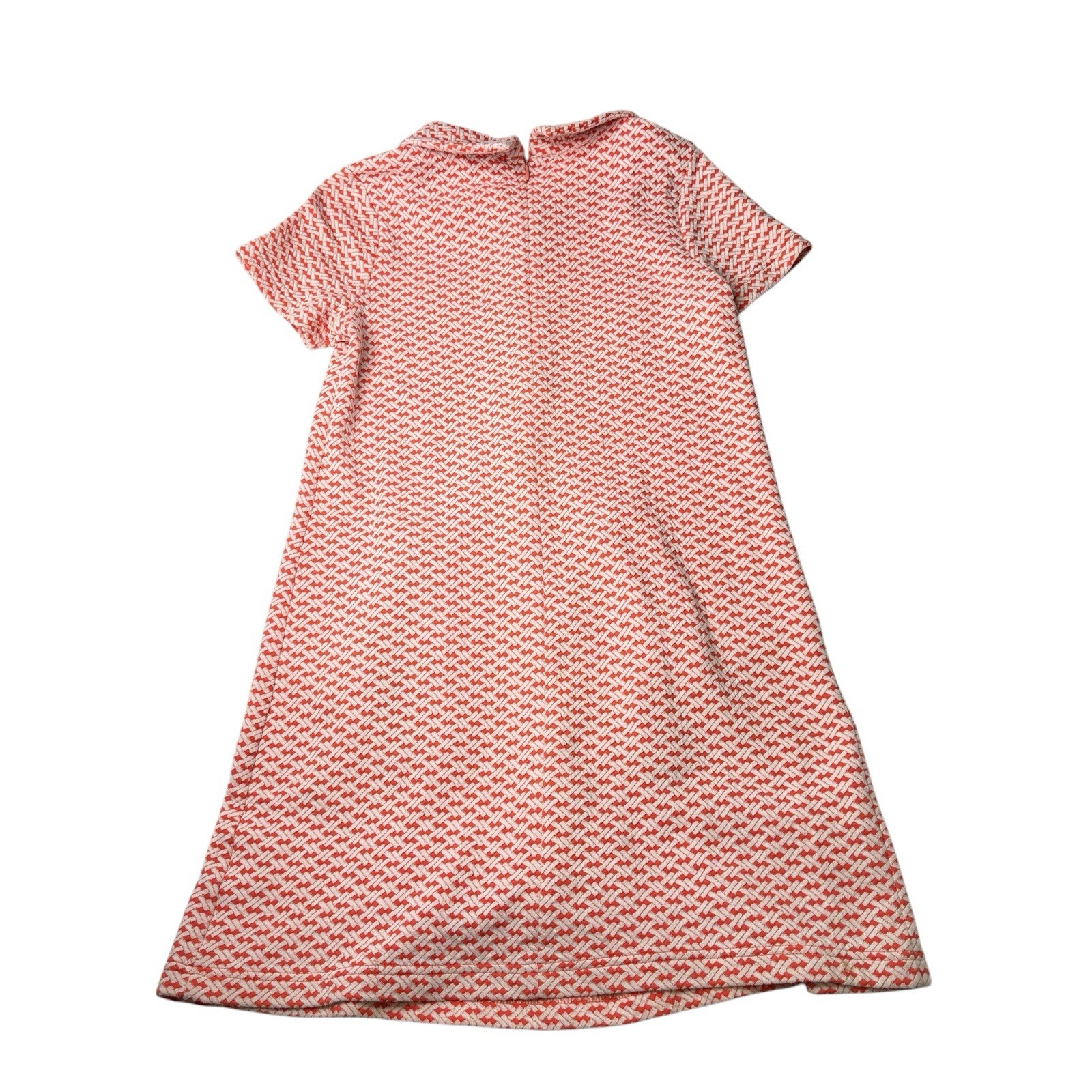 Tyler Boe Light Coral & White Shift Dress Retro Print Mod Knit Pockets Sz XS EUC
