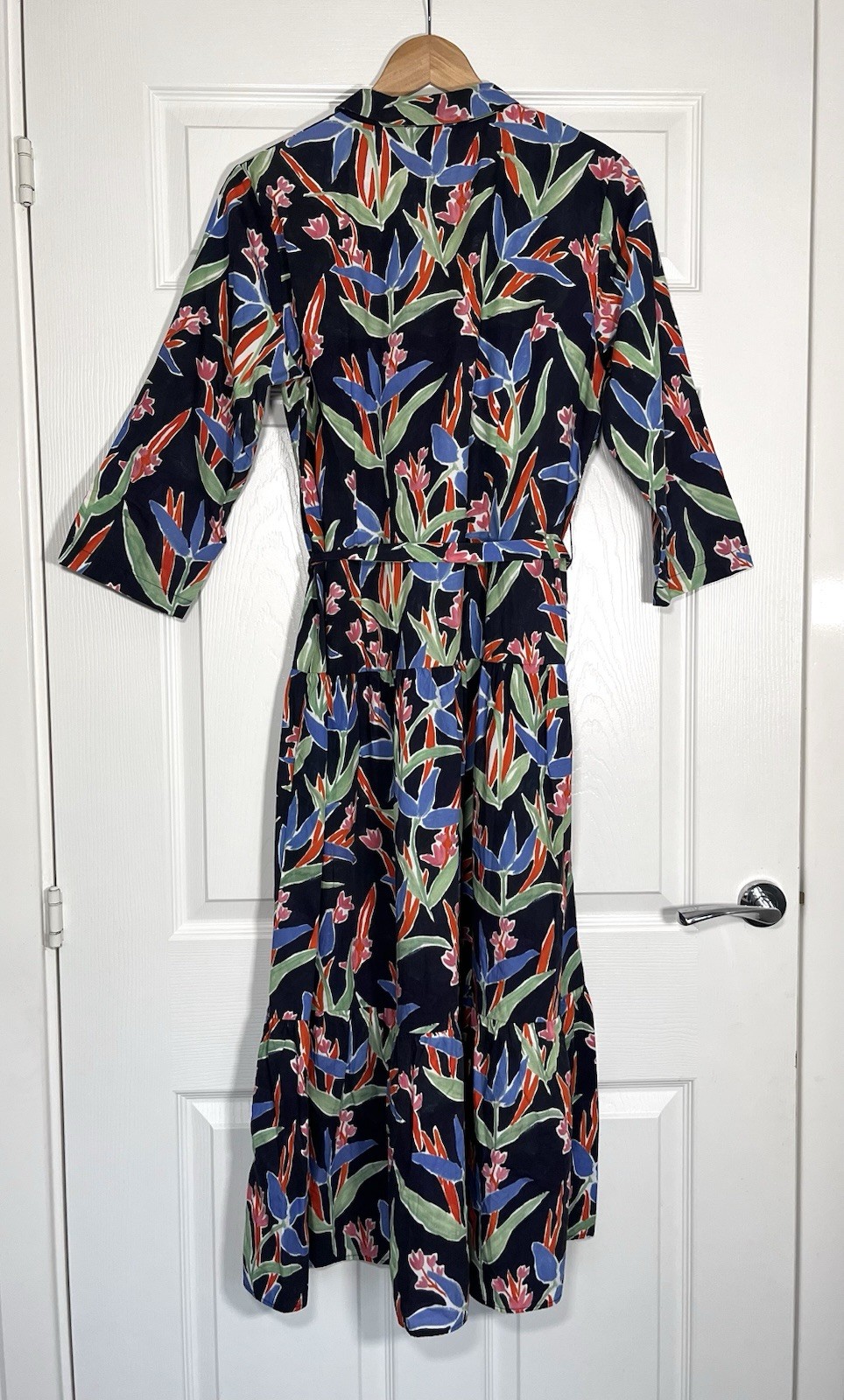 Baukjen Floral Shirt Dress With Belt Organic Cotton Button Size UK 14