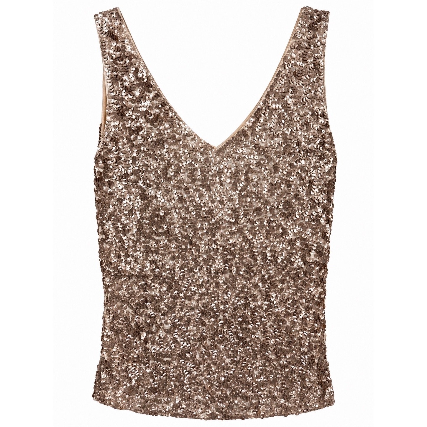 PrettyGuide Rose Gold Sequin Mini Dress Small Y2K Glam Birthday Cocktail V Neck