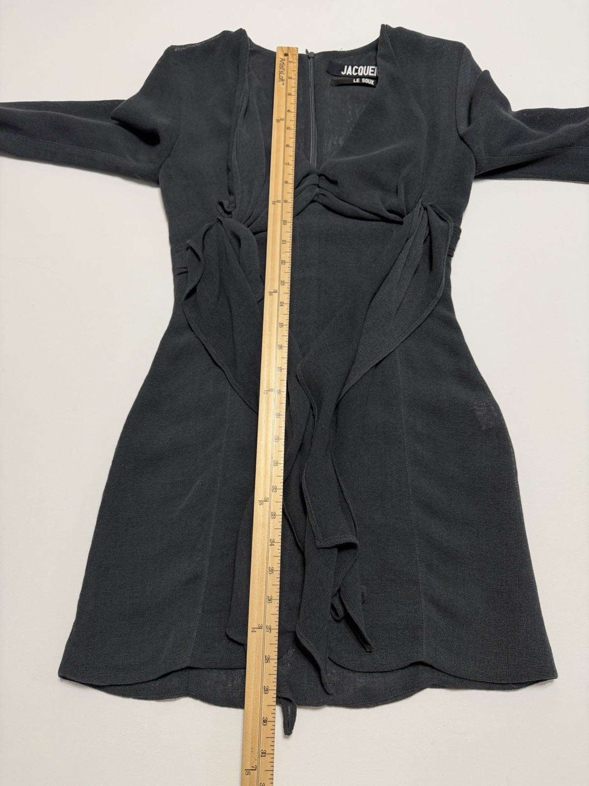 Jacquemus Le Souk Mini Dress Women’s Size 34 Charcoal Gray Polyester Wool Blend