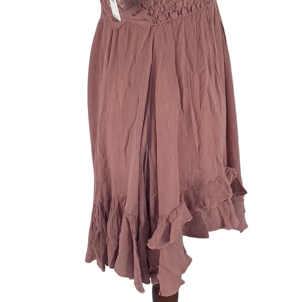 Free People Intimately Adella Lace Slip Mini Dress Mauve Pink Boho NWT XS