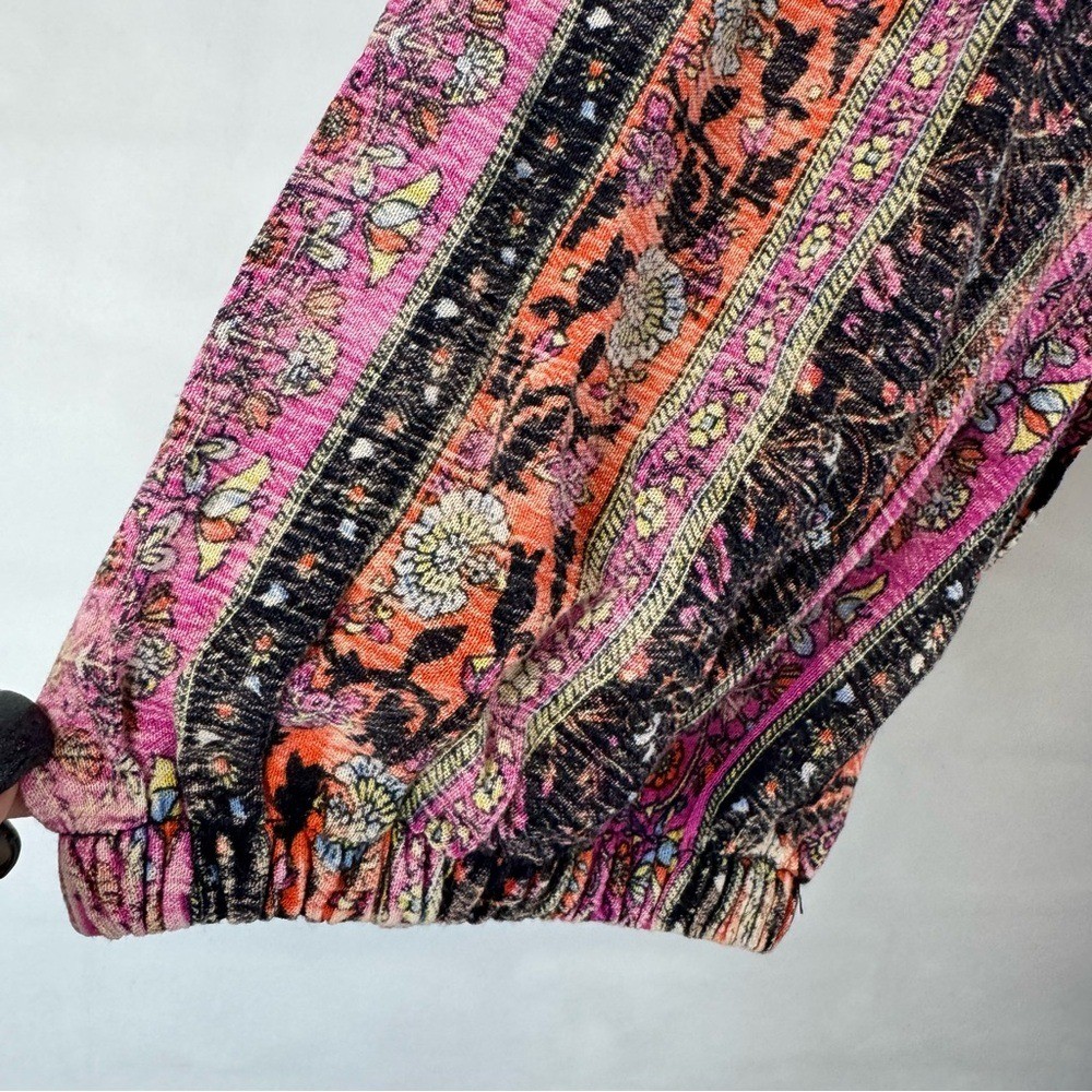 Soft Surroundings Boho Maxi Dress Purple Stripe Embellished Rayon M 2CY56