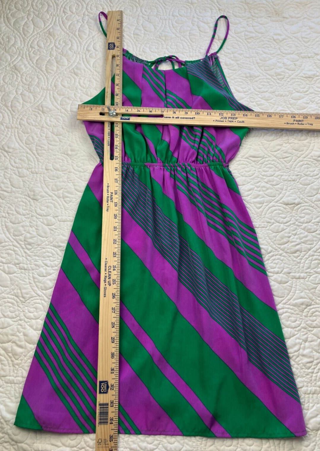 MiAmi sz SMALL Geometric Striped Sleeveless Straps Mini Dress Vintage Retro Look
