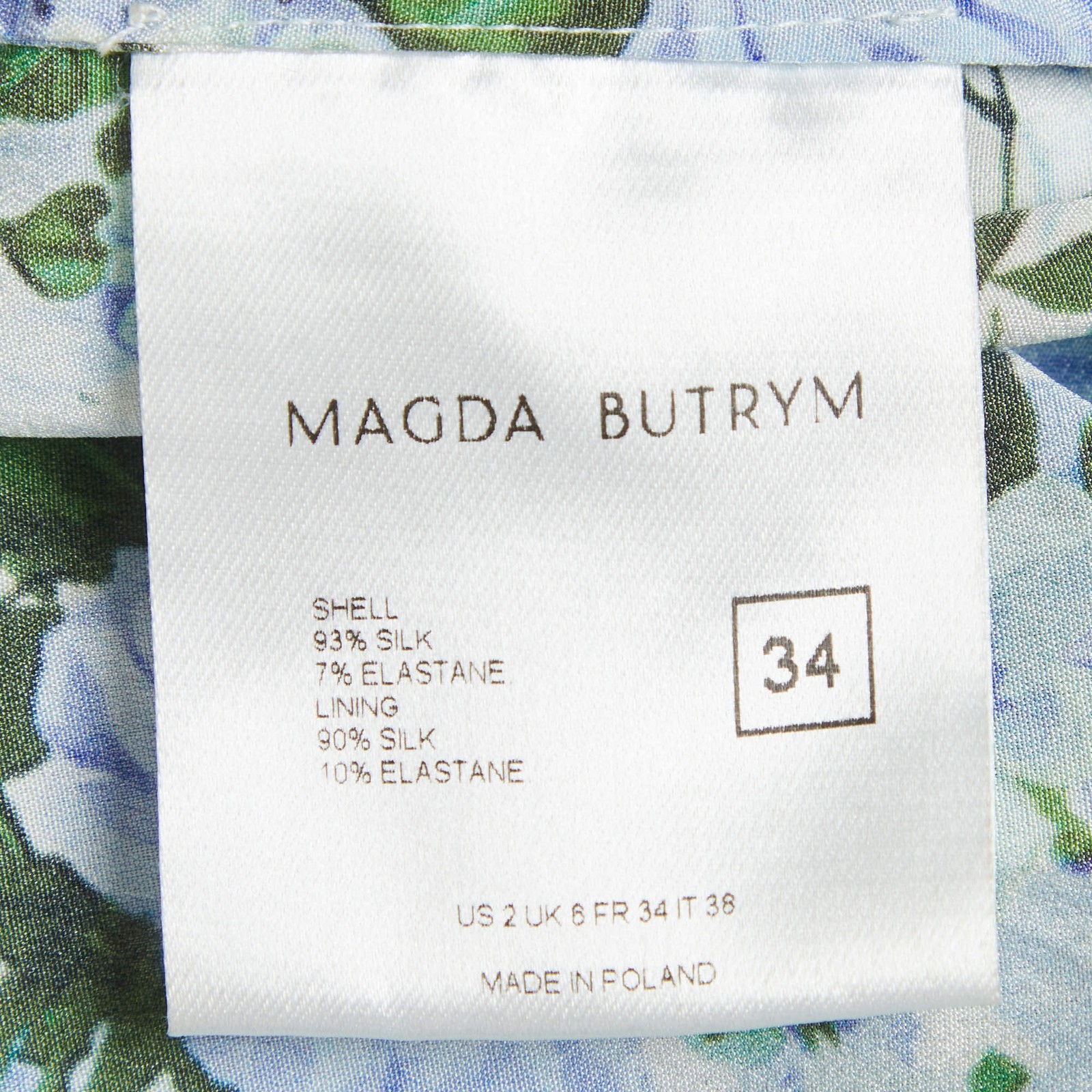 Magda Butrym Blue Floral Print Silk Crepe Setubal Mini Dress S