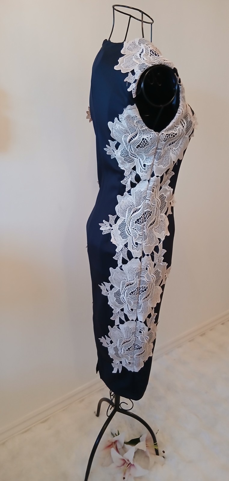 💫AX Paris Navy Bodycon Dress with Lace Appliqué Brand New UK Size 10💫