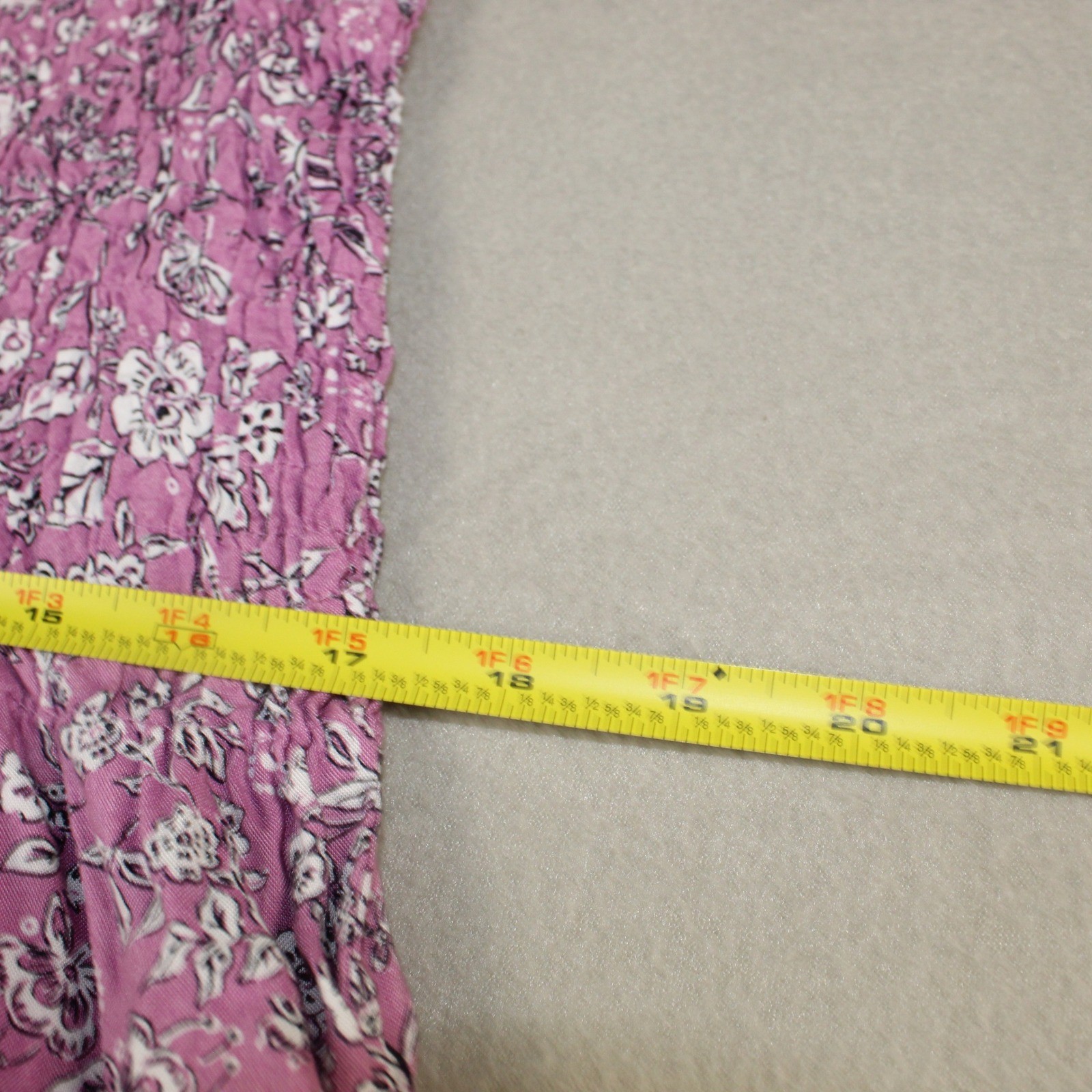 Croft & Barrow Dress Smocked Floral Pockets L Purple Sleeveless Summer Midi
