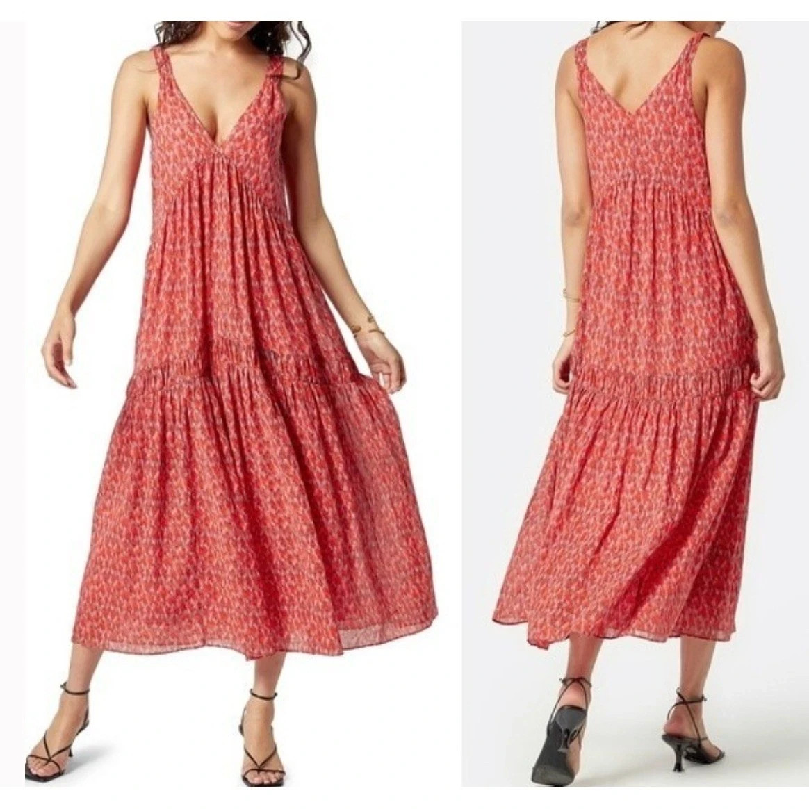 Joie Maxi Dress Sleeveless Tiered Flowing Summer Dress, Tea Rose MSRP $248