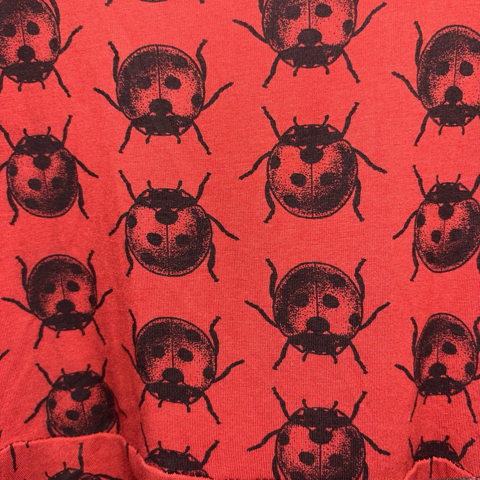 Effie’s Heart Red Ladybug Print Crisscross Back Skater Dress Size Small