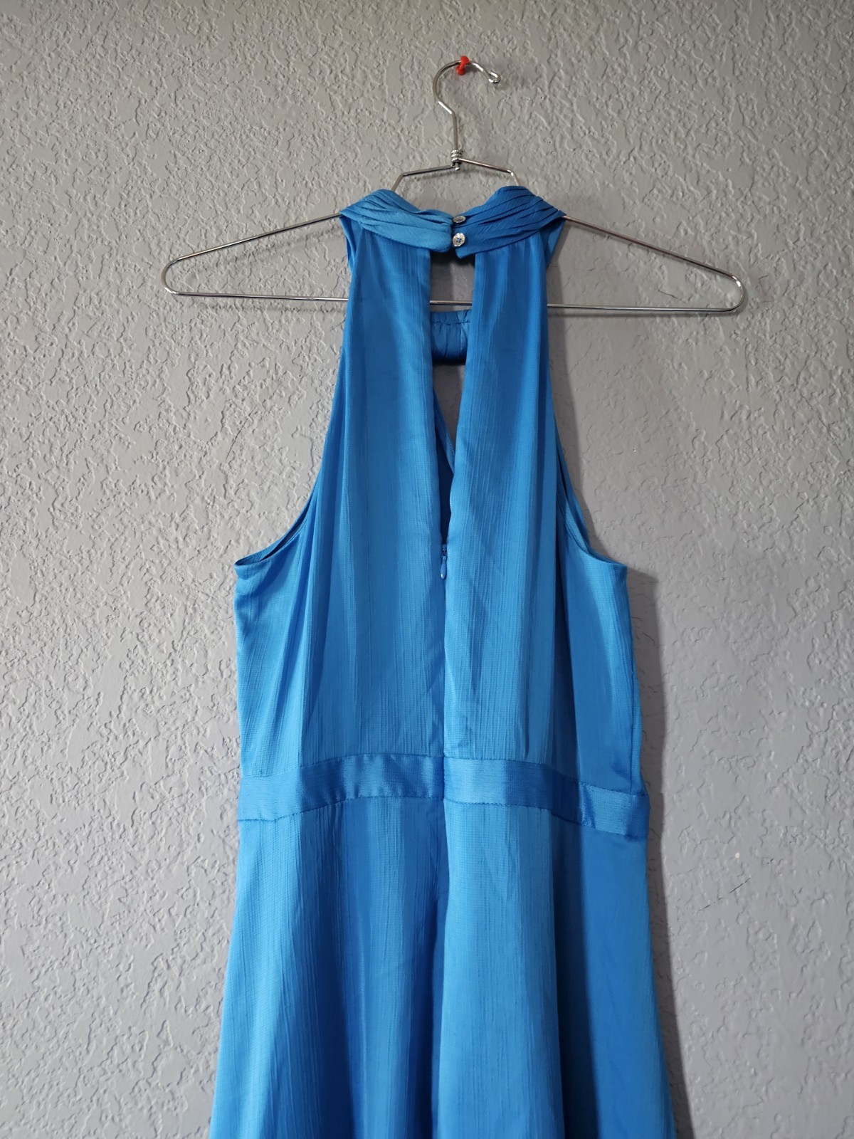 Rachel Roy Blue Woven Halter Tie Pocket Maxi Dress Sleeveless Long 8