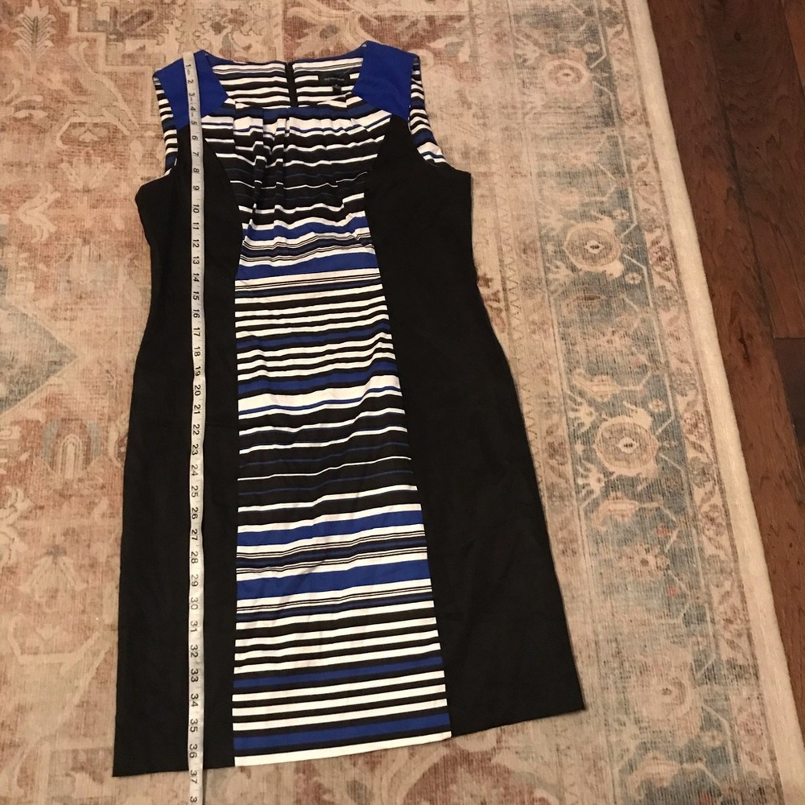Spense NWT black and blue striped flattering style career dress size 10