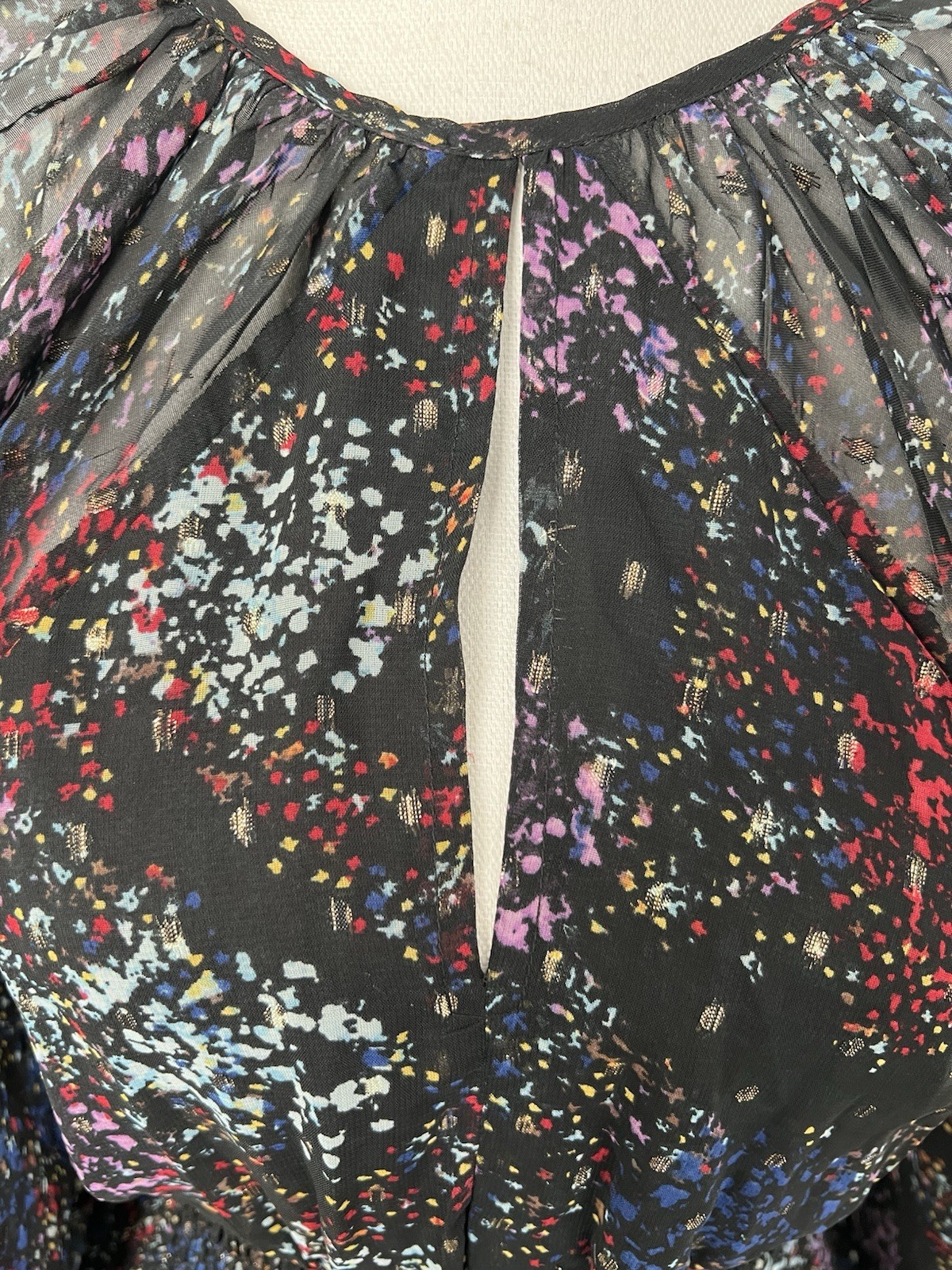 Free People Anna Multi Colored Metallic Mini Dress Printed Smocked Size XS