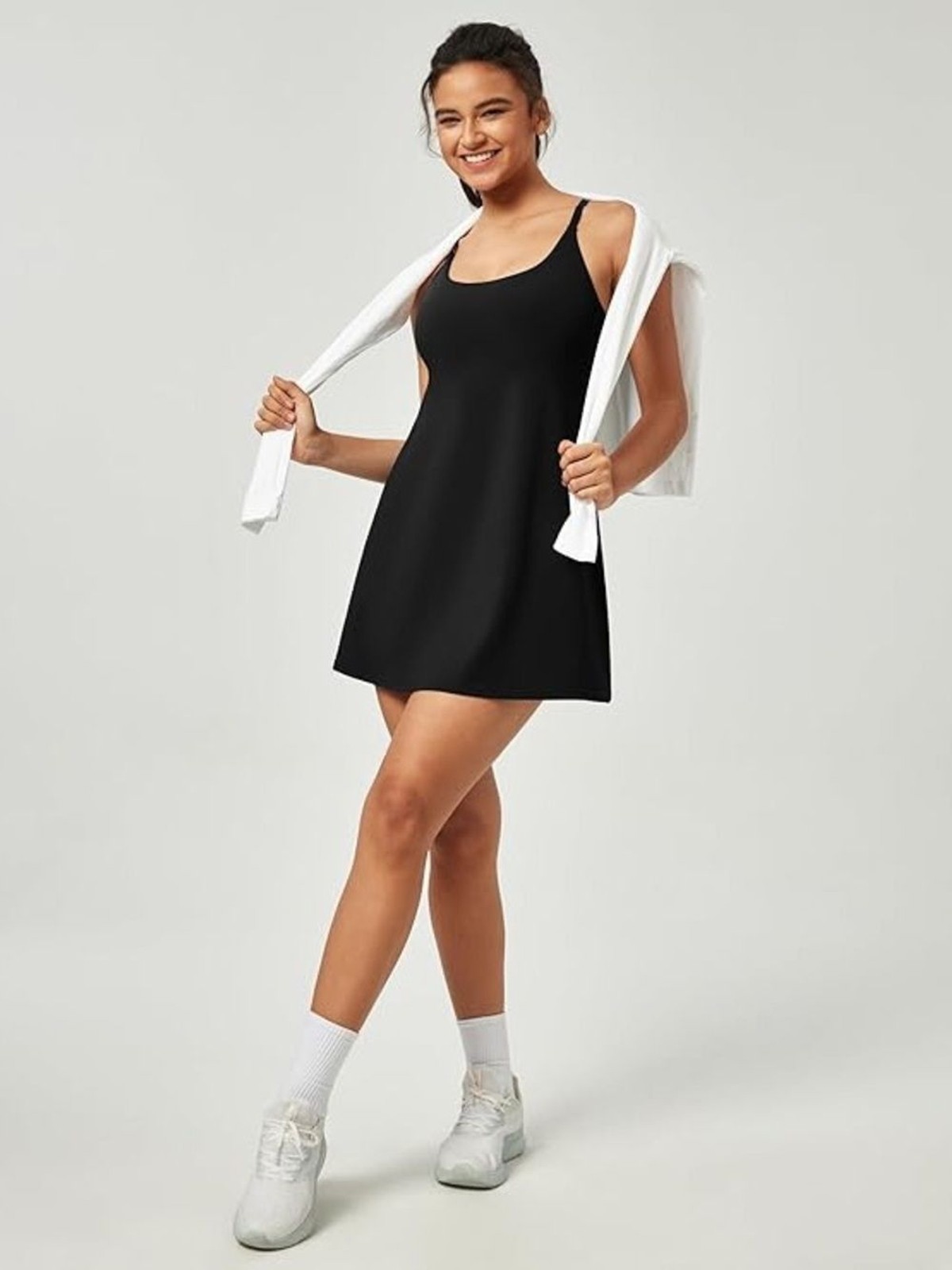 IUGA Black Athletic Dress with Built In Shorts Pockets Tennis Golf