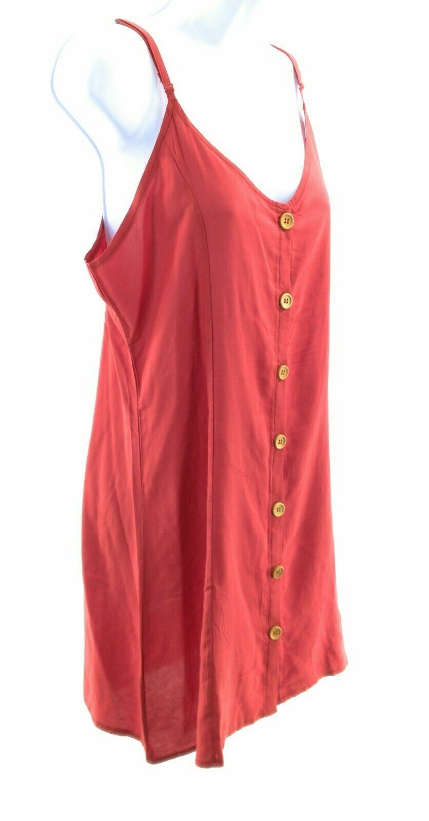 Hashtag Nation Juniors Sleeveless Button Front Dress Burt Orange Summer Casual