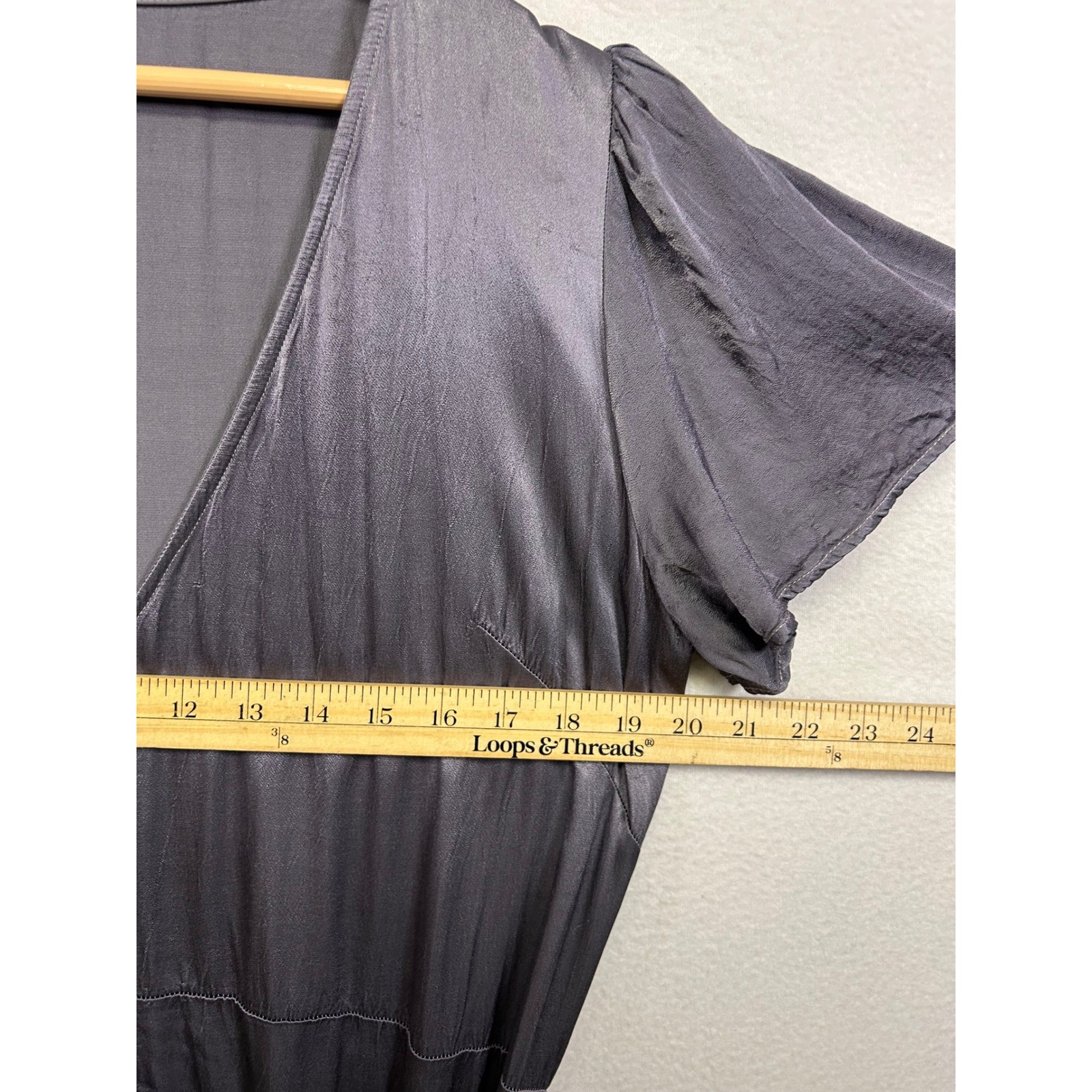 Ghost London Romantic Ethereal Womens Med Charcoal Grey Viscose Wrap Maxi Dress
