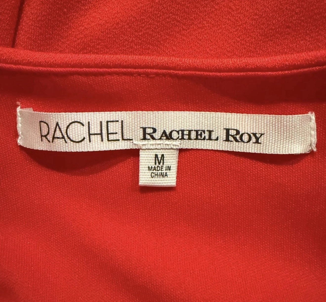 Rachel Roy Women’s M Red Solid V-Neck Sleeveless Ruched Sheath Knee Dress