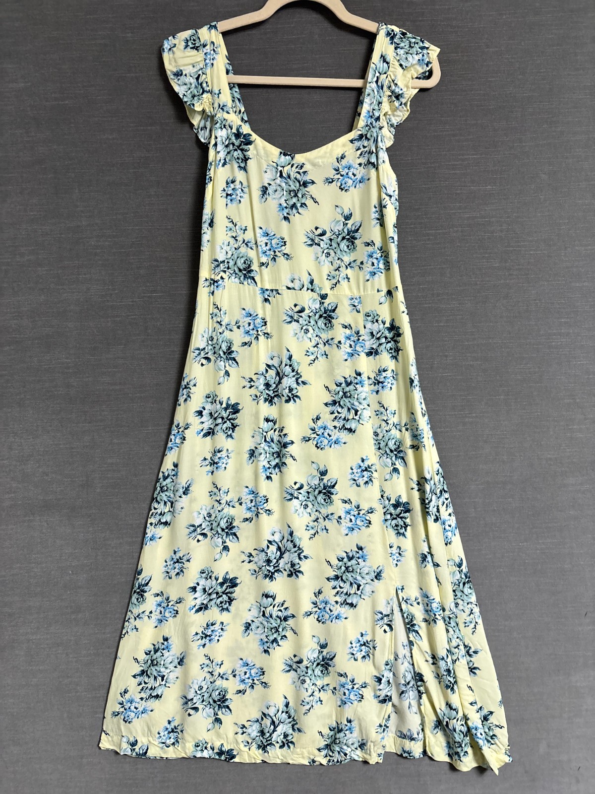 Loft Dress 2 Yellow Blue Floral Sundress Flutter Midi Cottage Feminine Summer