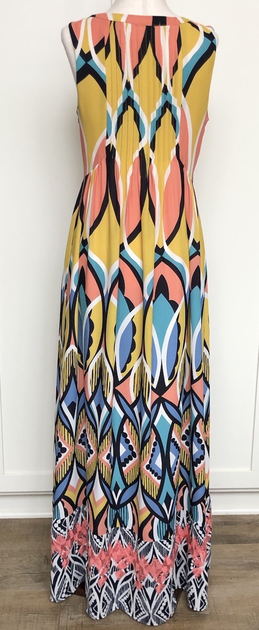 Anthropologie Floreat Dahlia Abstract Floral Embroidered Maxi Dress Sz 2