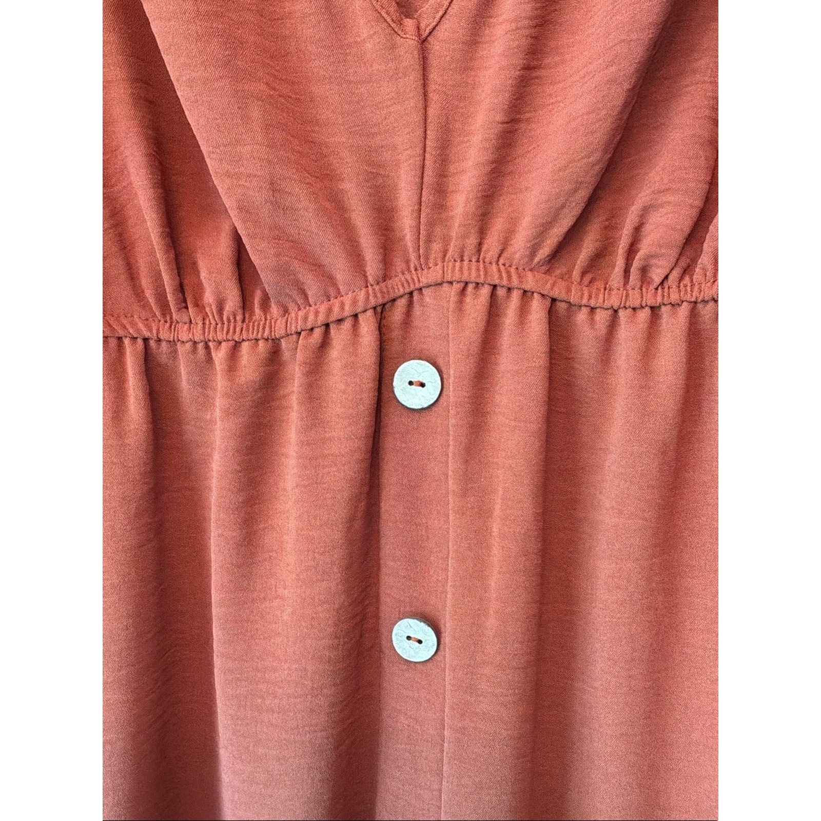 LSHEIN Curve Rust Button-Front Ruffle Midi Dress (Size 4XL) NWOT