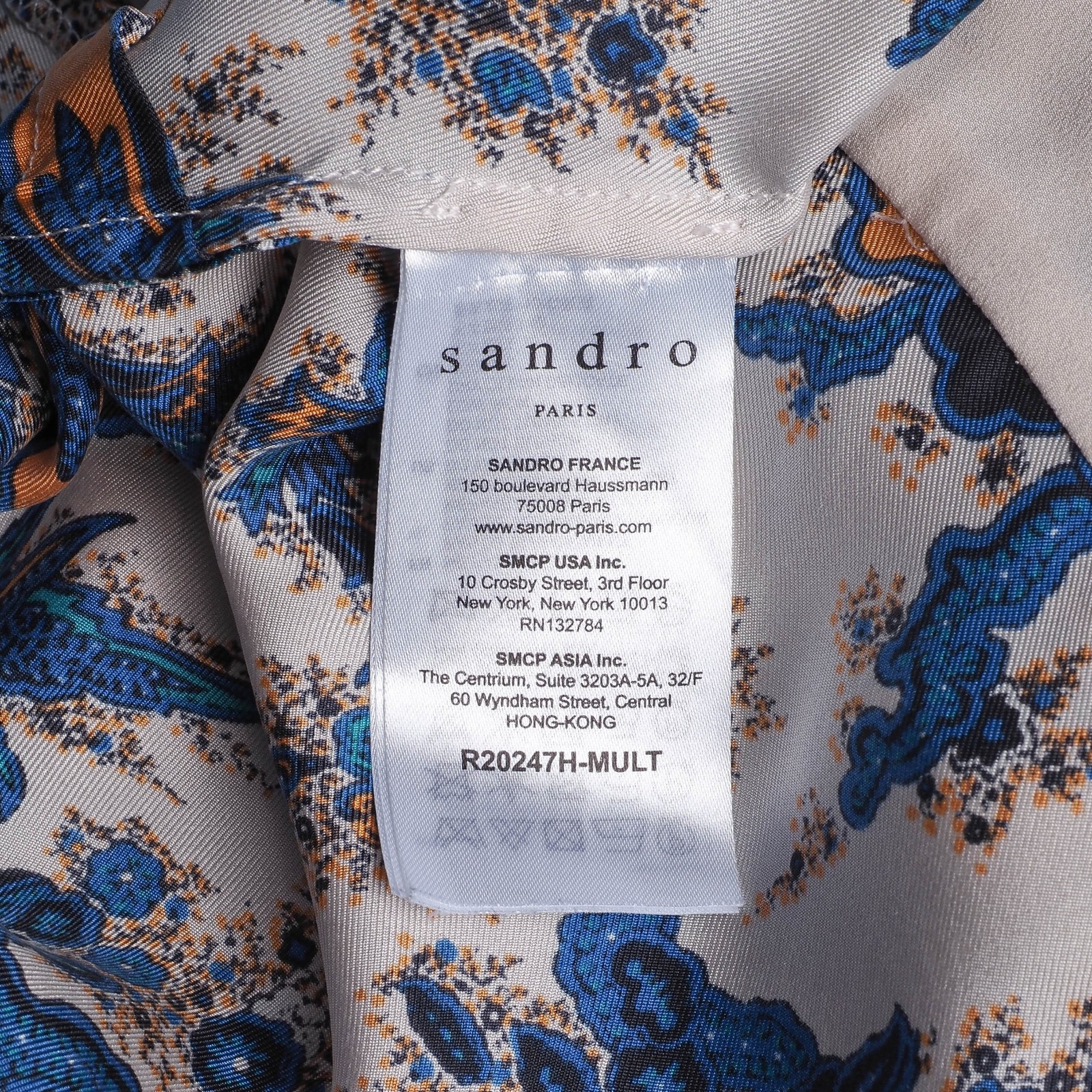 Sandro Paris dress multi-colored 100% silk size 36 S women’s silk dress mini R20247H