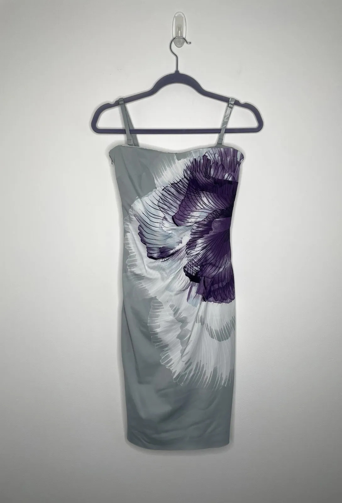 Karen Millen Floral Print Strapless Bodycon Pencil Dress Occasion Wedding UK 10