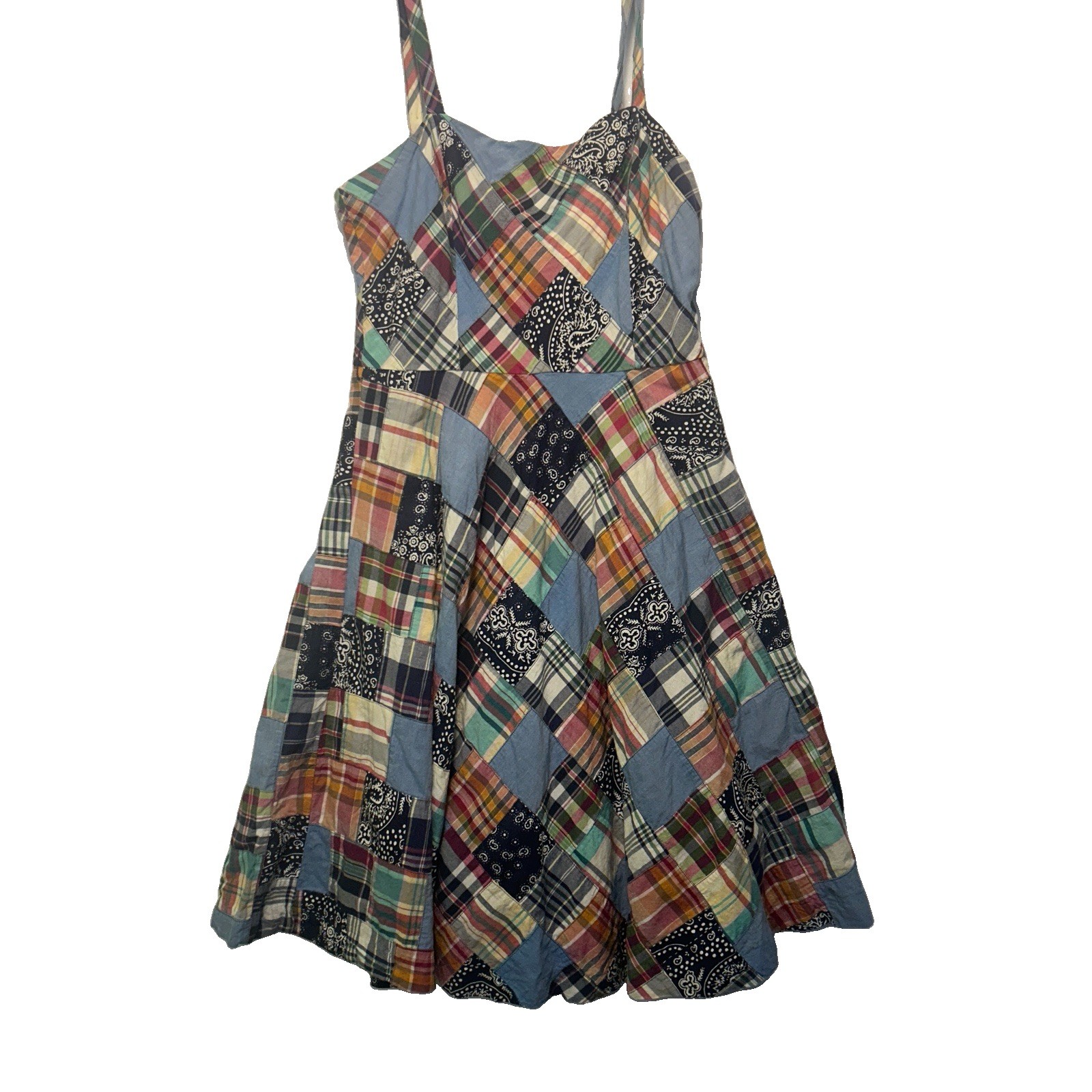 Vintage American Living Madres Patchwork Sundress 100% Cotton Size 10