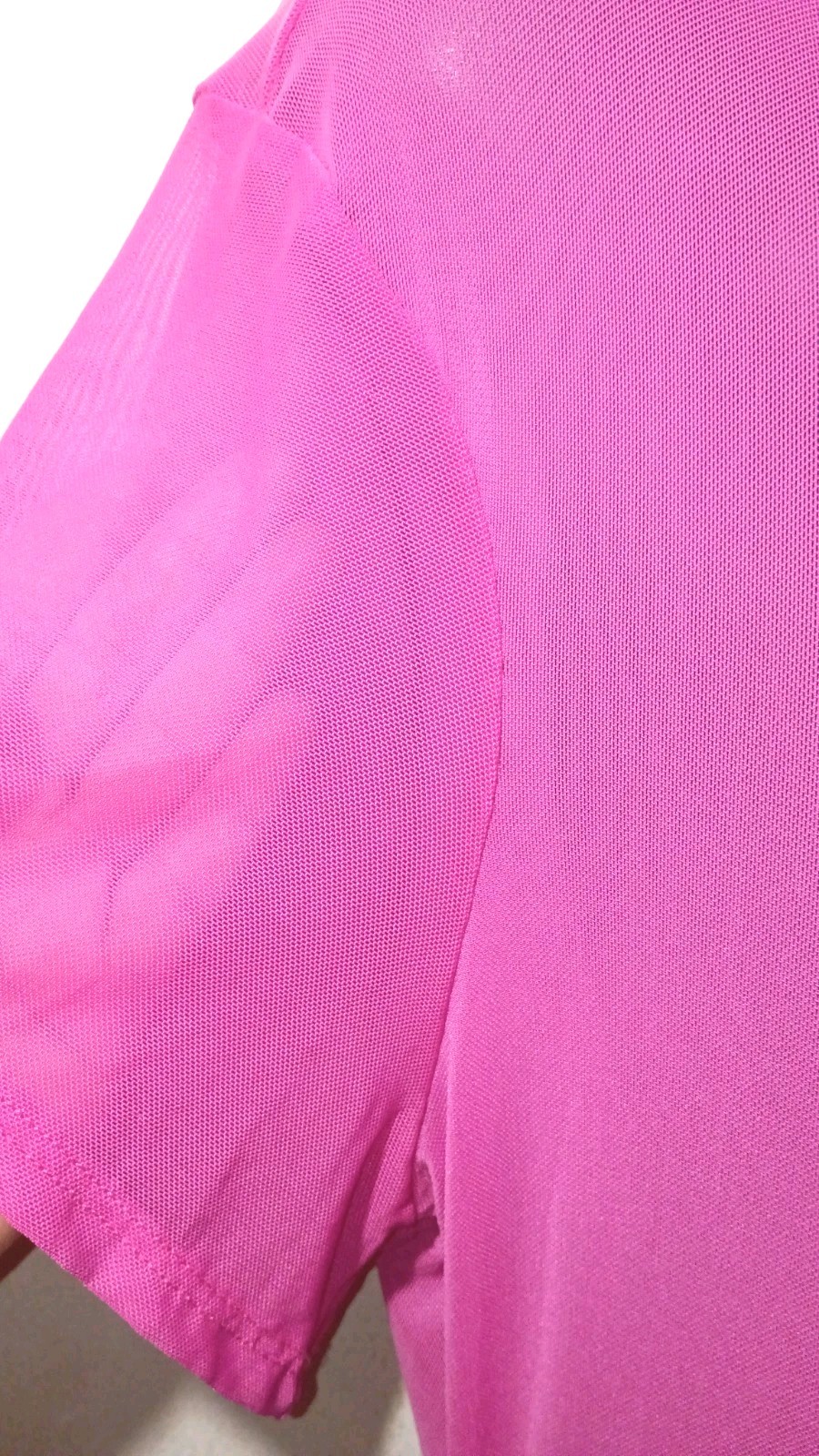 Vibe Sportswear Pink Ruched Transparent Dress Gold BowsAccent Short Sleeve2XKnee
