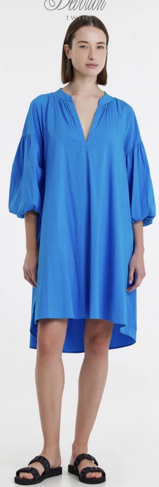 Devotion Twins Anthropologie IZOLDI Size XS TURQUOISE 3/4 Balloon sleeves V Neck