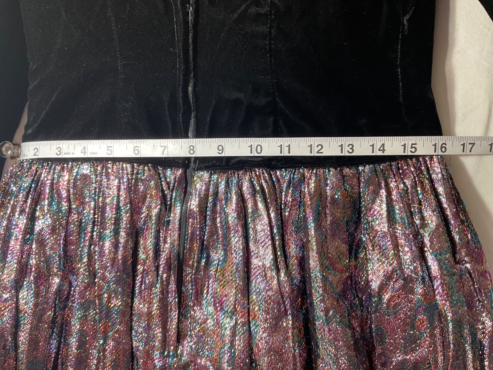 VTG Custom Made Velvet Tinsel Metallic Long Dress Lined