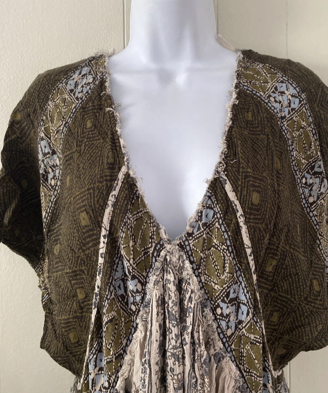 Free People Wild World Floral Mini Tunic Dress Size Small Pockets Boho Flowy