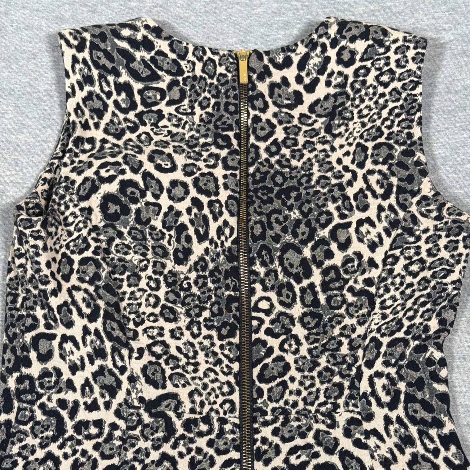 Calvin Klein Womens Leopard Print Sleeveless Sheath Dress Tan Black Size 6