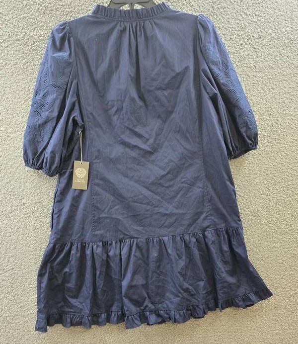 Vince Camuto Split-Neck Elbow-Sleeve Dress Women’s 16 Navy Solid Pullover