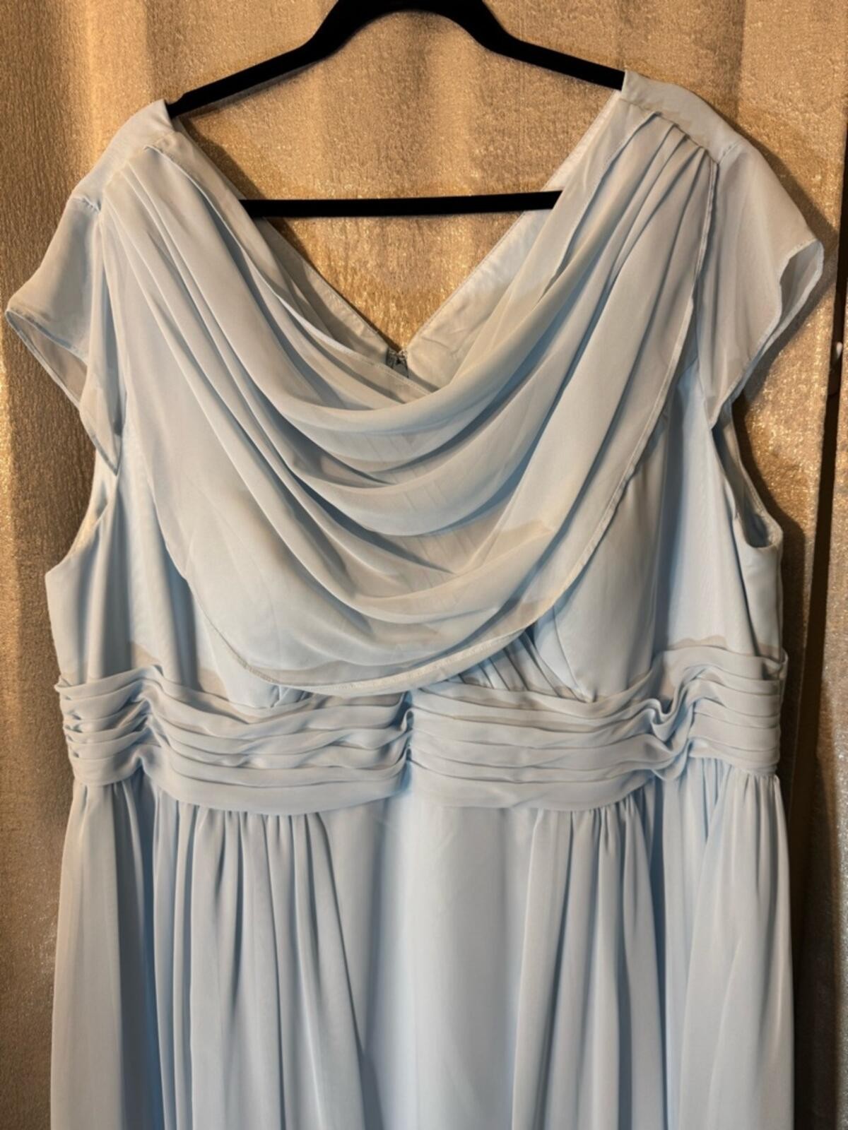 Azazie Light Blue Draped Cowl Neck Maxi Dress