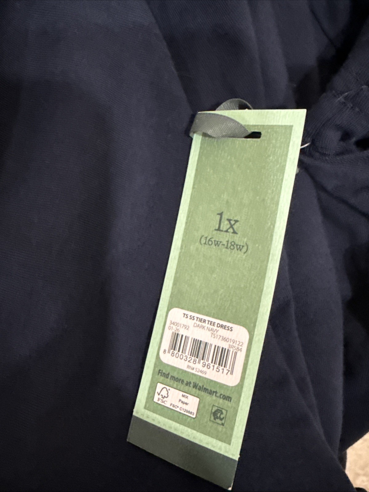 Terra & Sky Dress Plus Size Navy – Cotton Stretch Blend – Short Sleeves NWT
