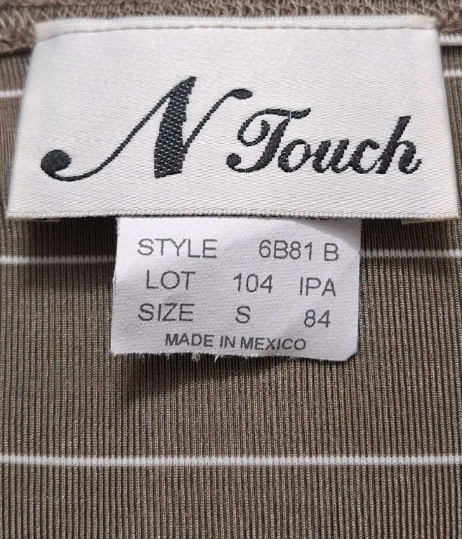 VTG N TOUCH SzS Acetate Slinky Taupe & White Striped Sleeveless Tank Midi Dress