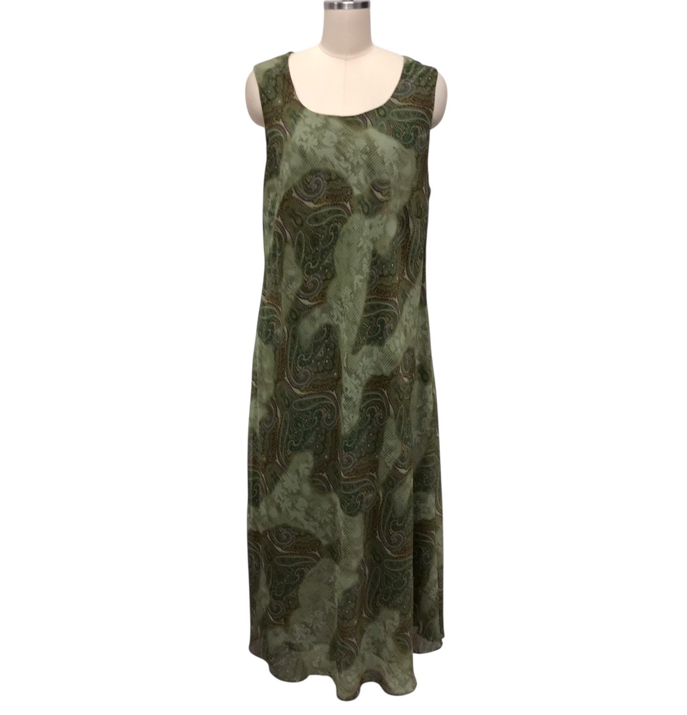 VTG 90’s Y2K Studio 1 Green Paisley Midi Dress Whimsi Fairy Grunge Sz 18W