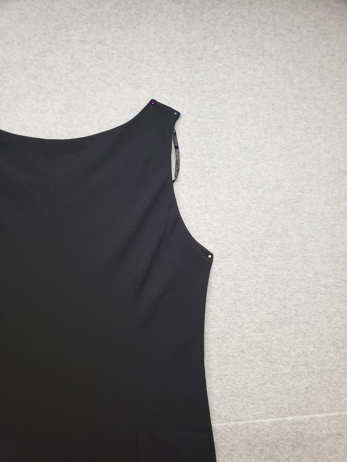 Studio I Women Dresses 16 Black Round Neck Sleeveless Ruffled Hem Logo Outdoor