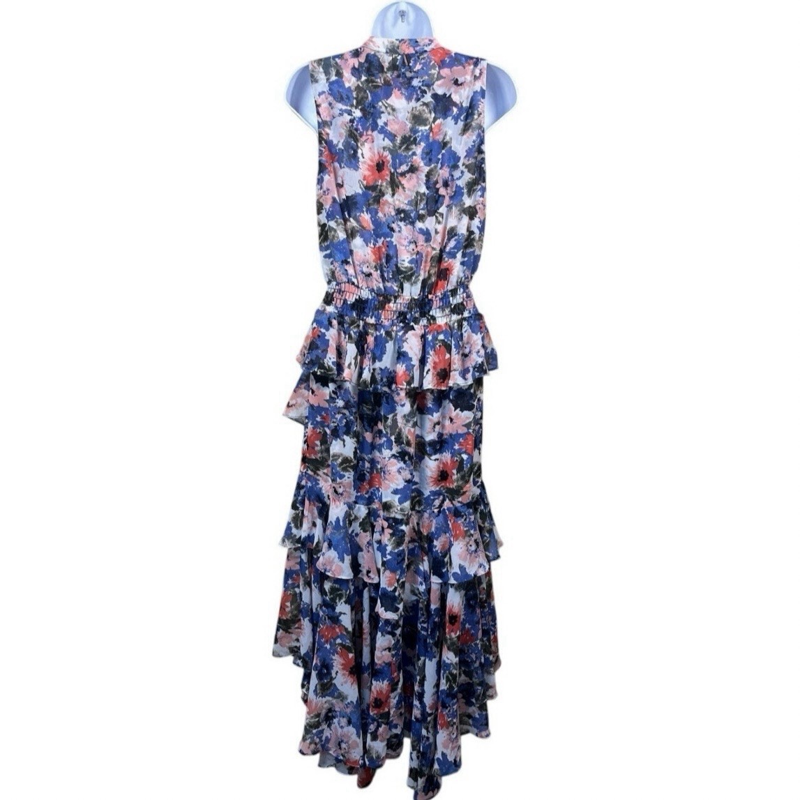 MISA LA Ilysa Tiered Ruffle Maxi Dress L Floral Sleeveless Cottagecore Old Money