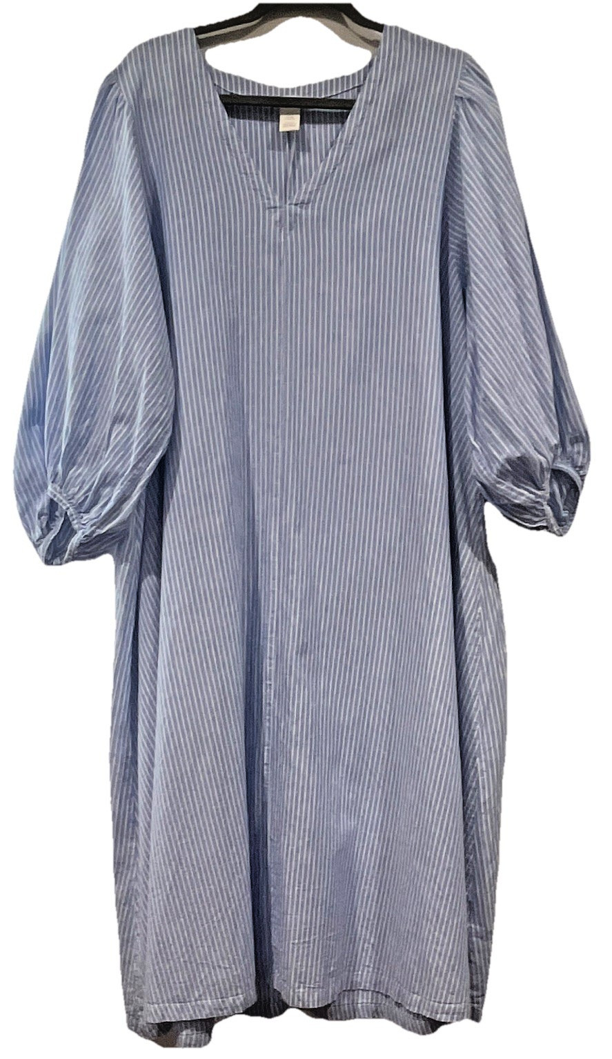 H&M Tunic XXL Blue Tunic Peasant Sleeve Linen Cotton Nautical Beach Resort Dress