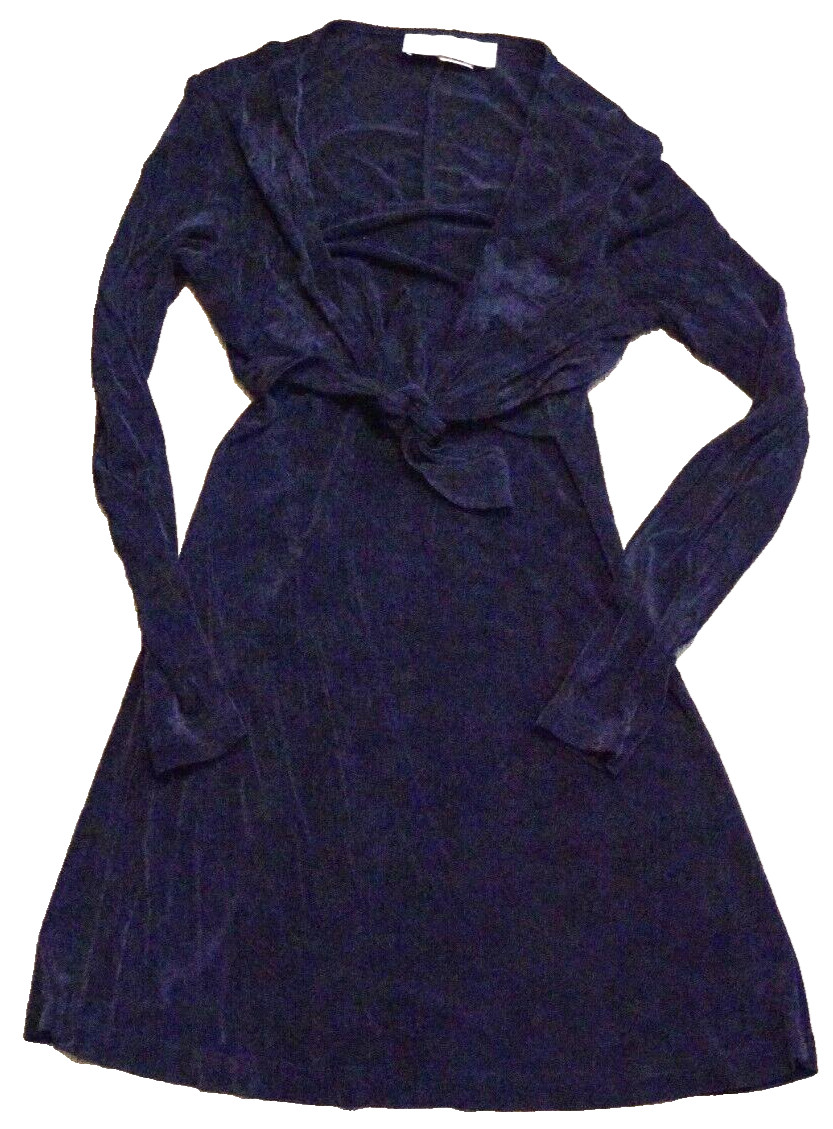 Columns Dress Womens Medium Blue Solid Knee Length Long Sleeve tie in front ++++