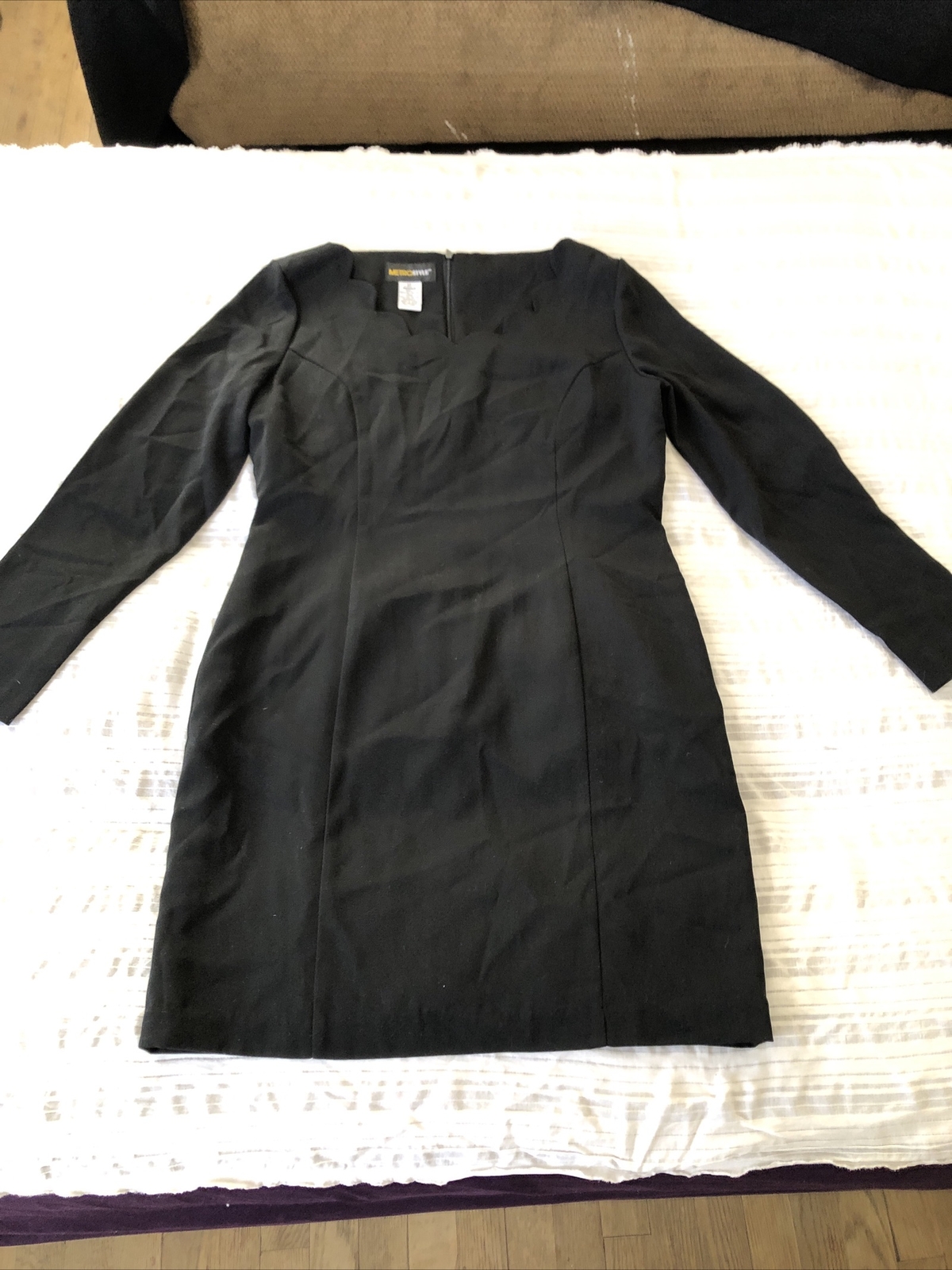 METRO STYLE ladies 6p Black Lined Long Sleeve Dress Back Zip