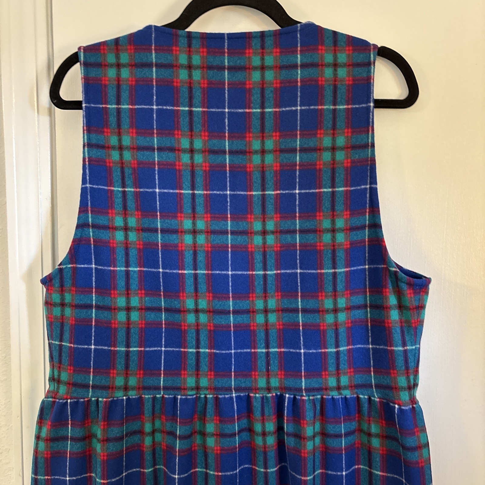 VTG Pendleton 100% Virgin Wool Plaid Long Button Up Jumper W/Pockets Size 12 USA