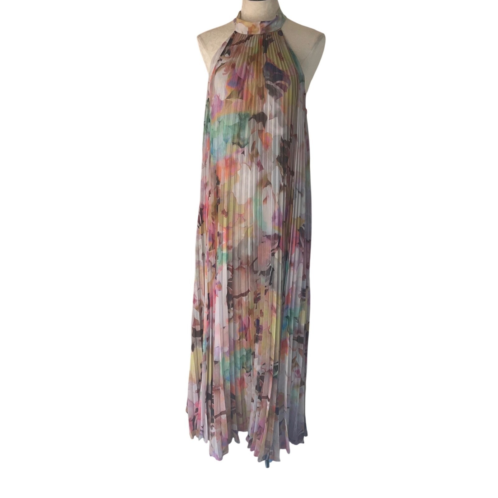 Ted Baker Dress Floral Pleated Womens Size 5 Maxi Multicolor Daydream New Design