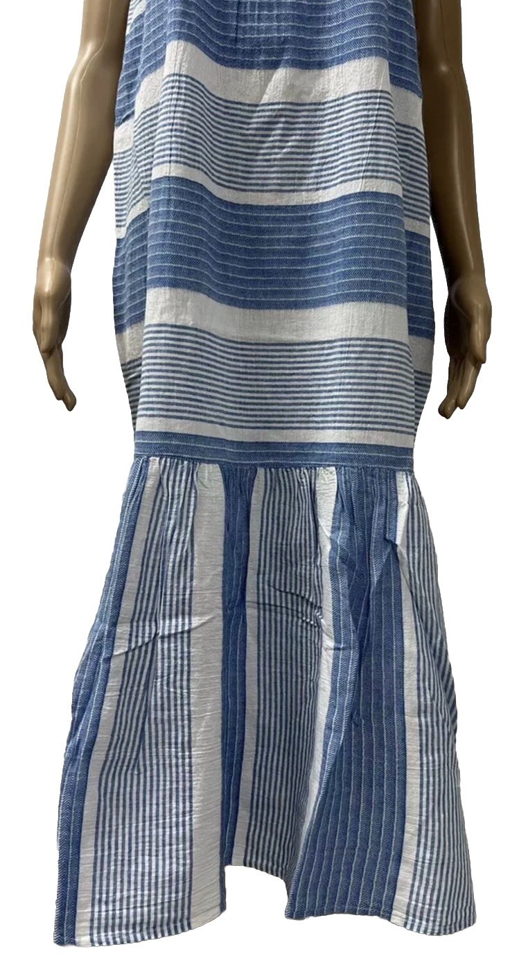 Seafolly Australia Medium Blue White Cotton Midi Dress Lightweight BNWT