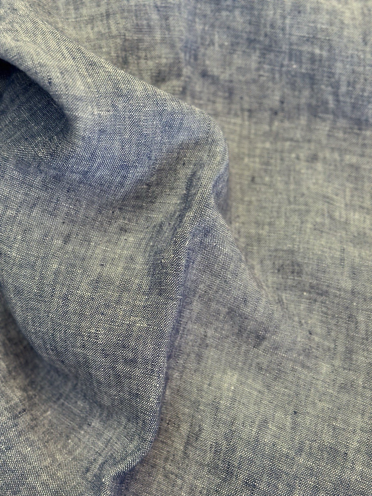 Garnet Hill 100% Linen Henley Pullover Dress Chambray Blue Roll Tab Sleeve sz 16