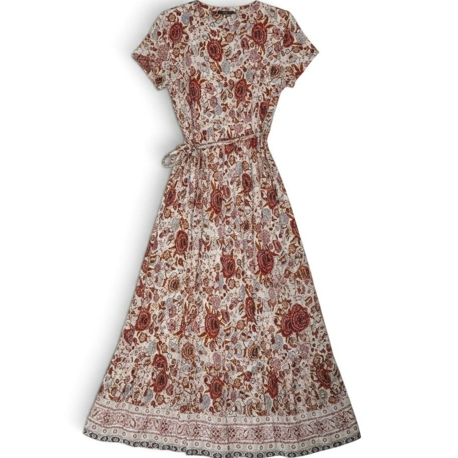 Zesica Sz L Wrap Dress Versatile Adjustable Peach multicolor lightweight | EUC