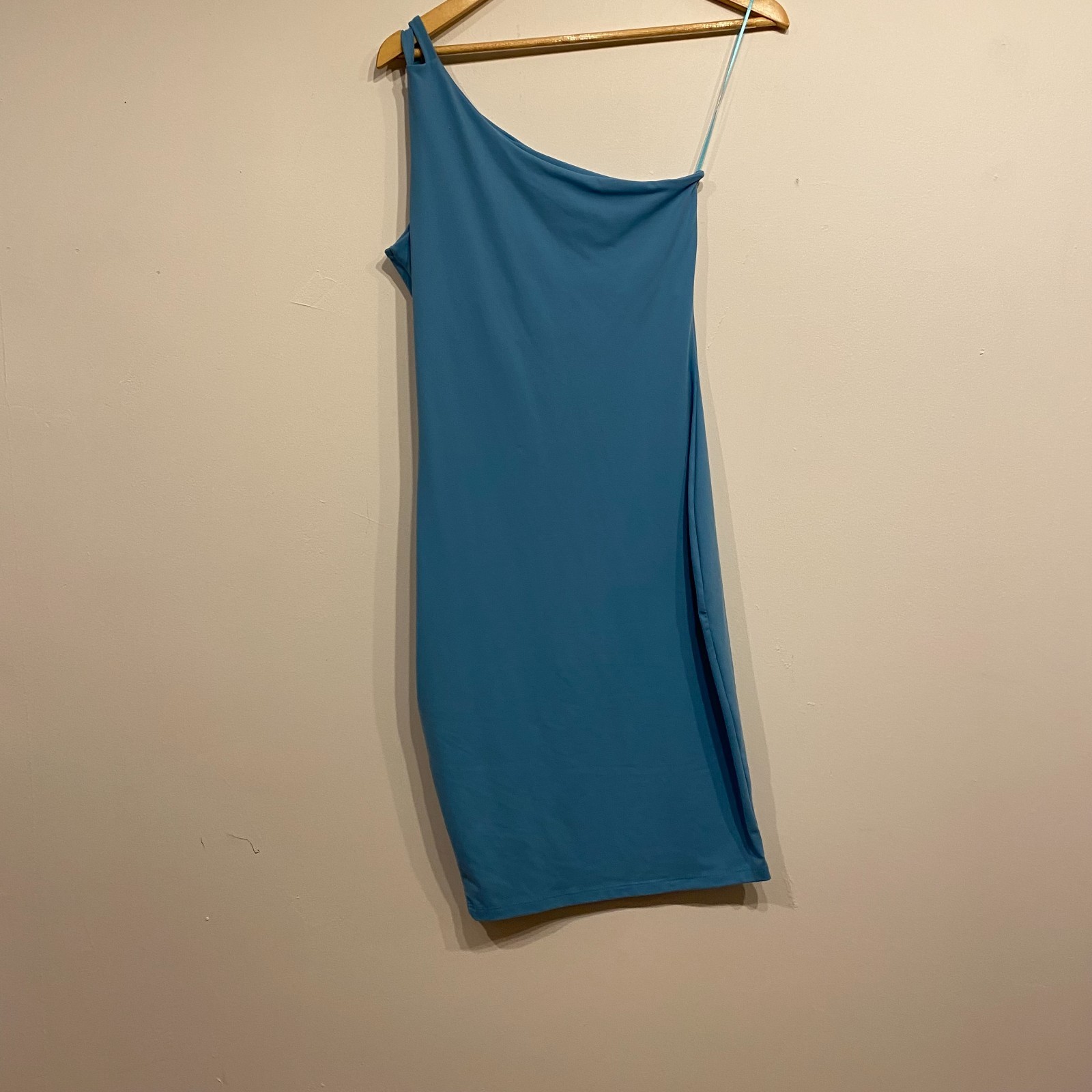 Susana Monaco One Shoulder Bodycon Mini Dress In Wave Blue Size Medium