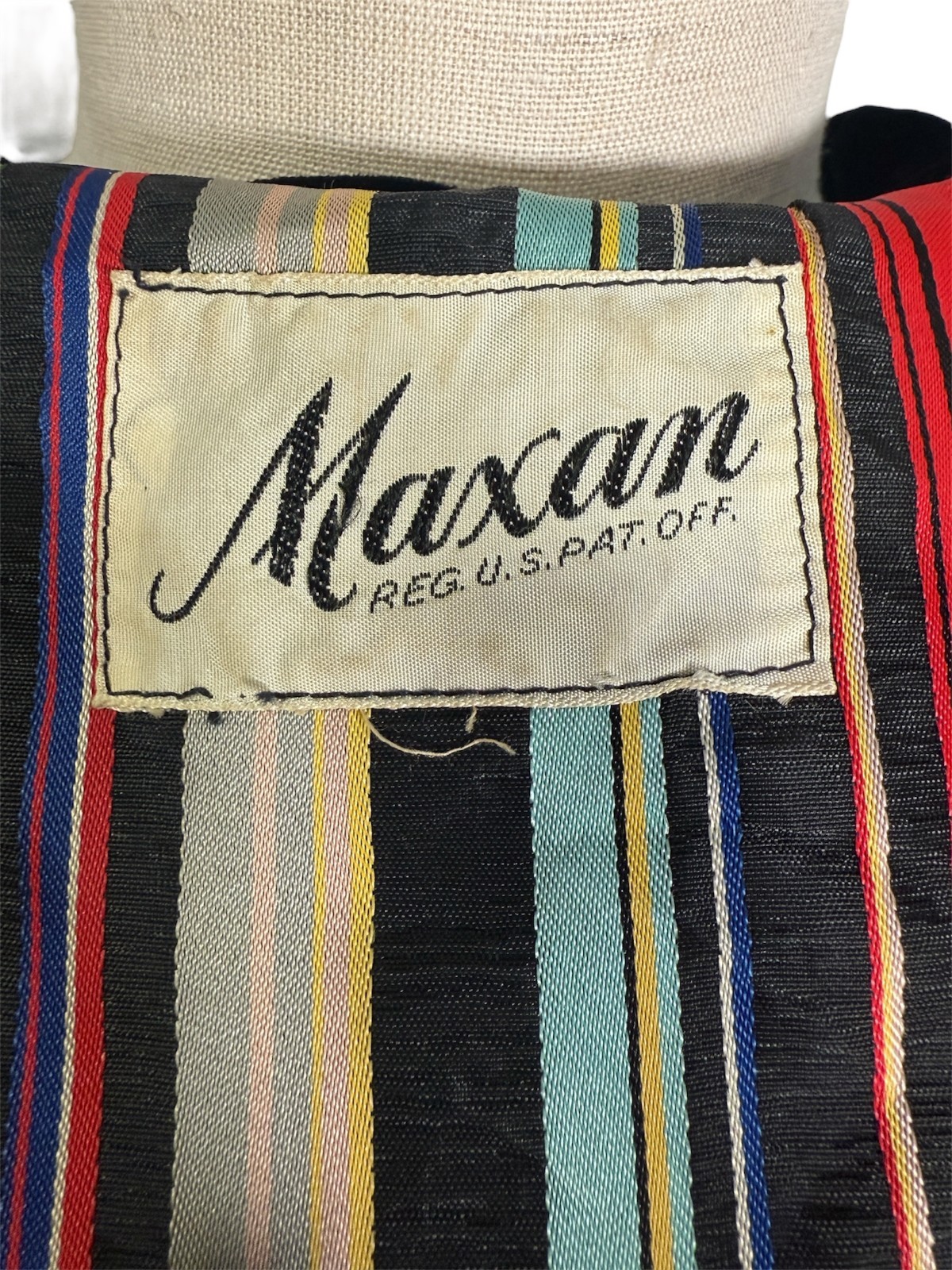 1940s/1950s Maxan Multicolor Striped Dolman Sleeve Hostess Gown – Size Small