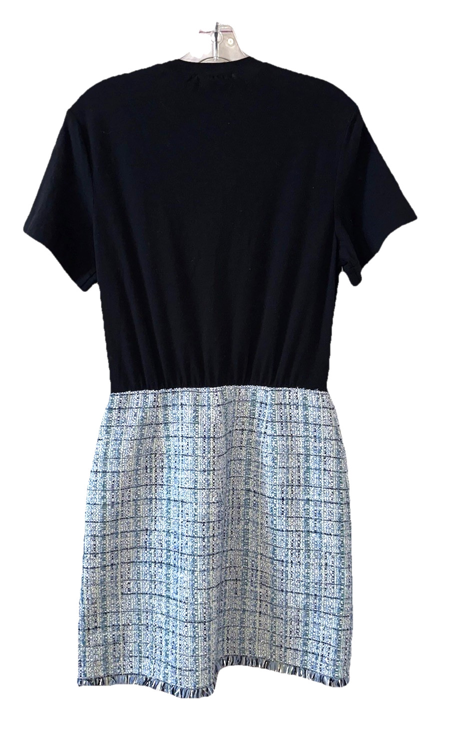 MAJE NWT Size 38 Rolineta Tweed Black Blue Mini Dress Short Sleeve Small S