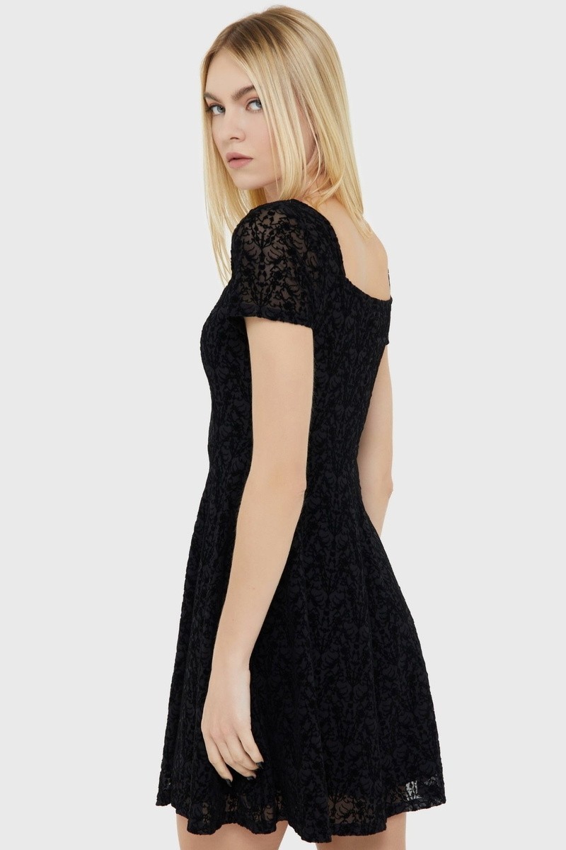 NWT KILLSTAR x ADVENTURE TIME Marceline Skater Dress Black Goth Floral XS